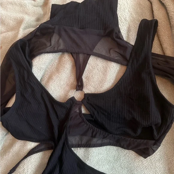 Goth Alternative Rave Black Women's Dress Thigh Slit Dolls Kill XL Cut Out - Picture 2 of 5